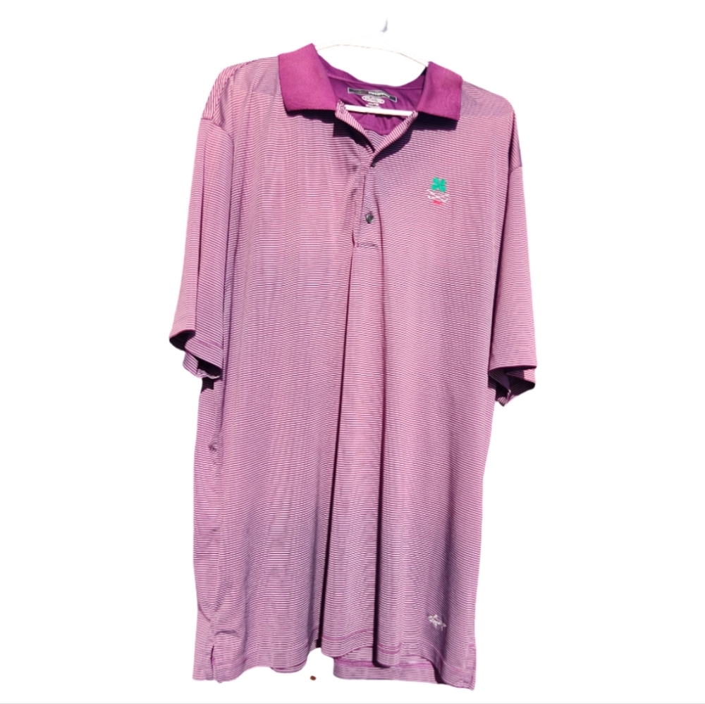 Men's Striped Polo Shirt - Burgundy by Greg Norman